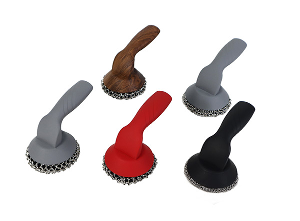 Stainless Steel Cast Iron Chainmail Scrubber with Handle