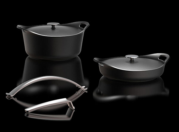 Stackable Cast Iron BBQ Cooking Set with Detachable Handles