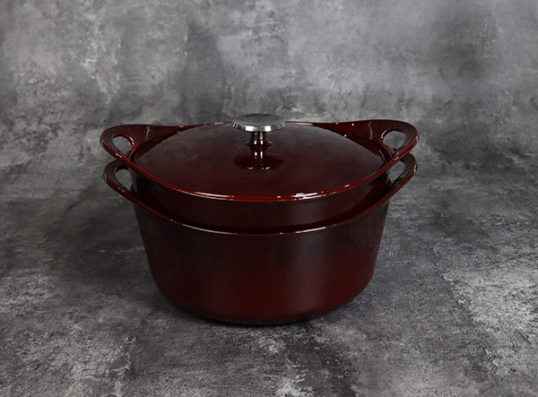 Enameled 2 Piece Cast Iron Stack Pots Set with Removable Handle
