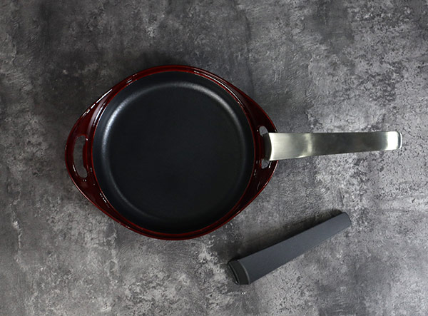 Enameled 2 Piece Cast Iron Stack Pots Set with Removable Handle