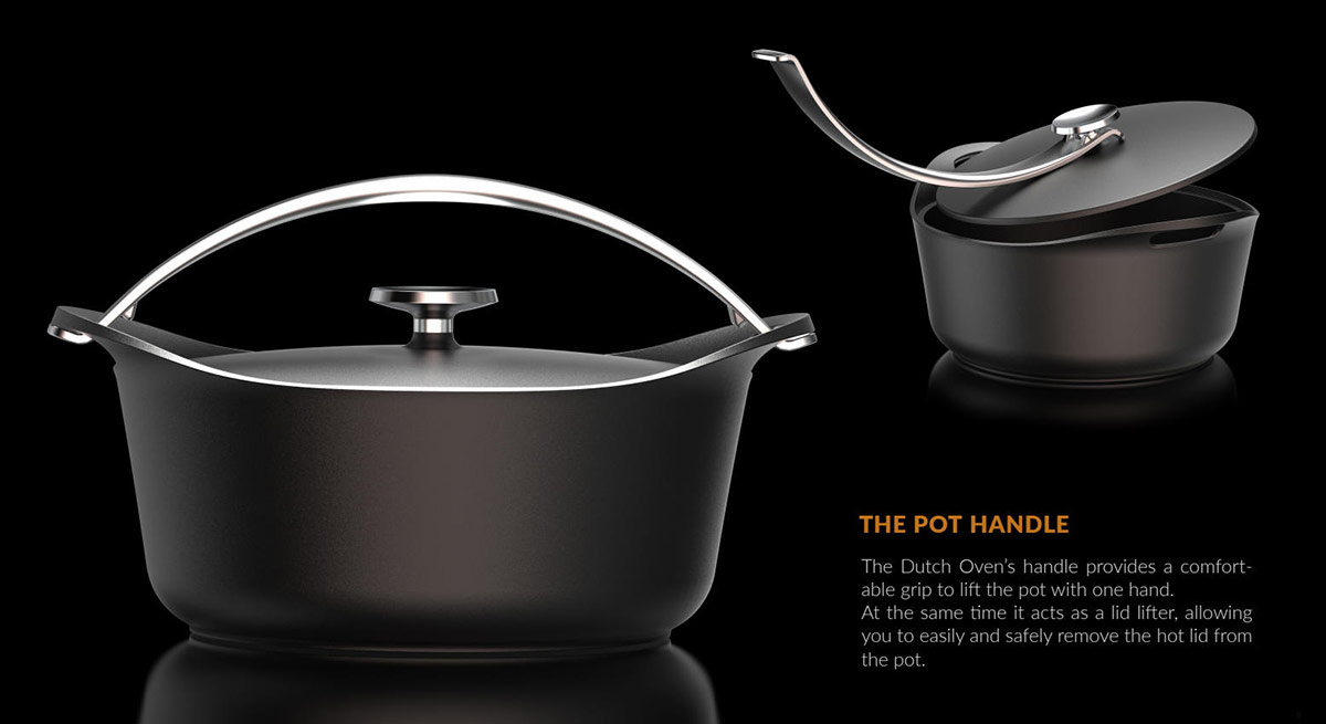 Stackable Cast Iron BBQ Cooking Set with Detachable Handles