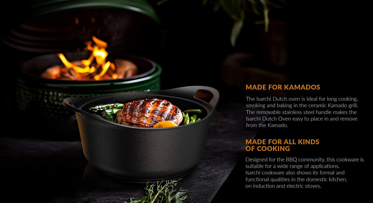 Stackable Cast Iron BBQ Cooking Set with Detachable Handles