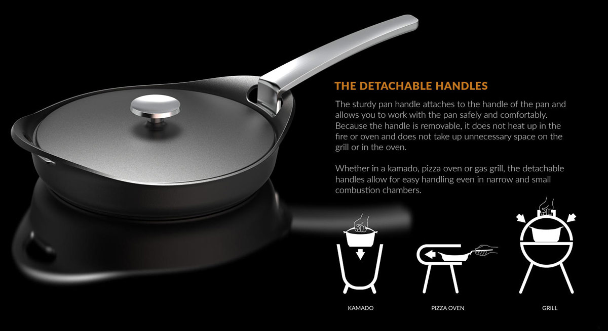Stackable Cast Iron BBQ Cooking Set with Detachable Handles