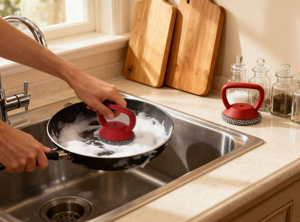 Bulk Sales Food Grade Cast Iron Scrubber with Silicone Insert