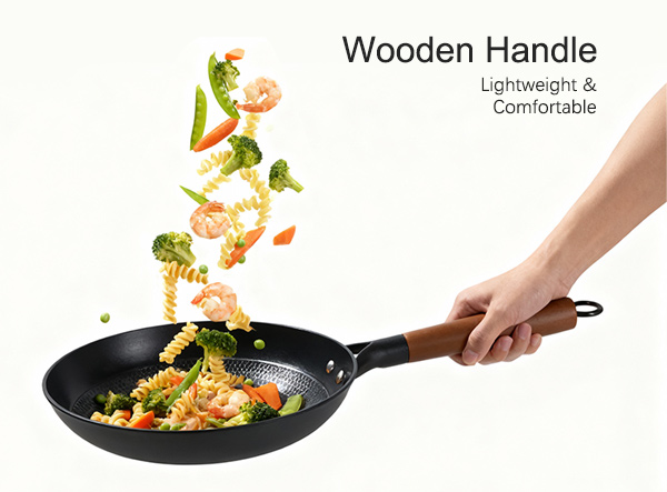 Custom Lightweight Nonstick Cast Iron Frying Pan Wooden Handle Custom Lightweight Nonstick Cast Iron Frying Pan Wooden Handle