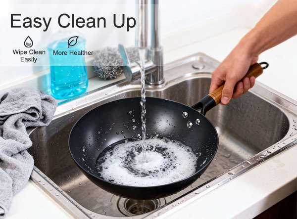 Lightweight 11.8 inch Flat-bottom Nitrided Cast Iron Wok Lightweight 11.8 inch Flat-bottom Nitrided Cast Iron Wok