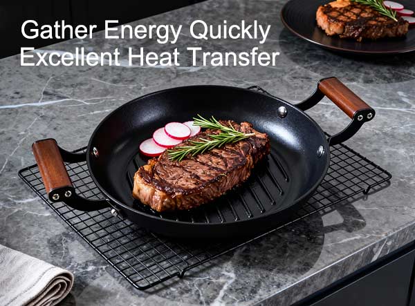 Restaurant-Grade Dual Handle Lightweight Cast Iron Grill Pan Restaurant-Grade Dual Handle Lightweight Cast Iron Grill Pan