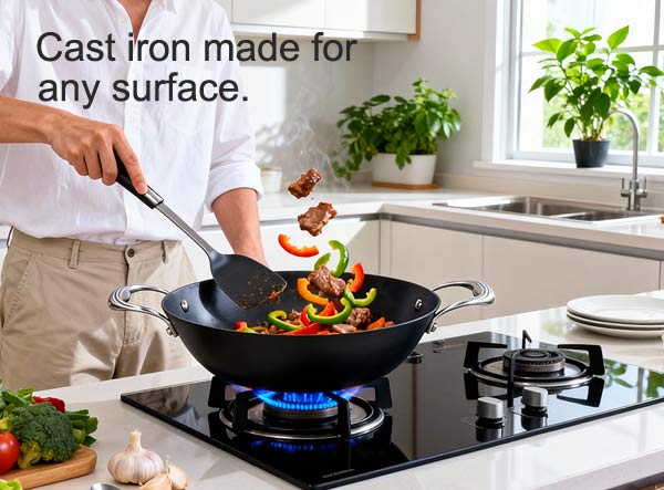 Nonstick Lightweight Enamel Cast Iron Deep Kadai for Deep Frying