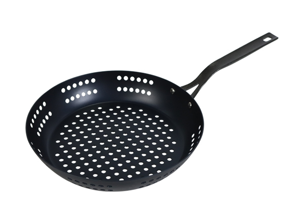 Outdoor Carbon Steel Perforated Grill Skillet | Non-Stick BBQ Pan for Vegetables