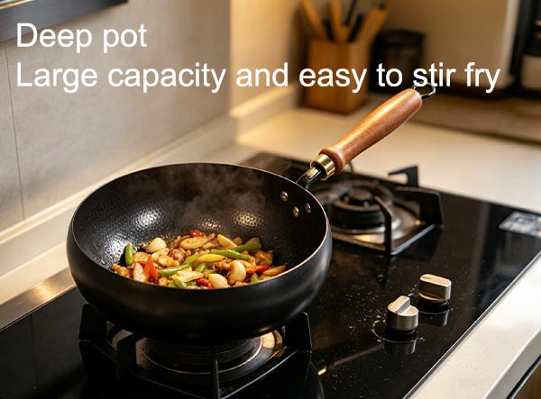 Wholesale Carbon Steel Stir Fry Wok - Nitrided Non-Stick Hammered Wok Pan for Restaurant