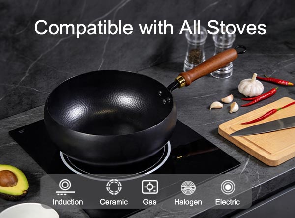 Wholesale Carbon Steel Stir Fry Wok - Nitrided Non-Stick Hammered Wok Pan for Restaurant