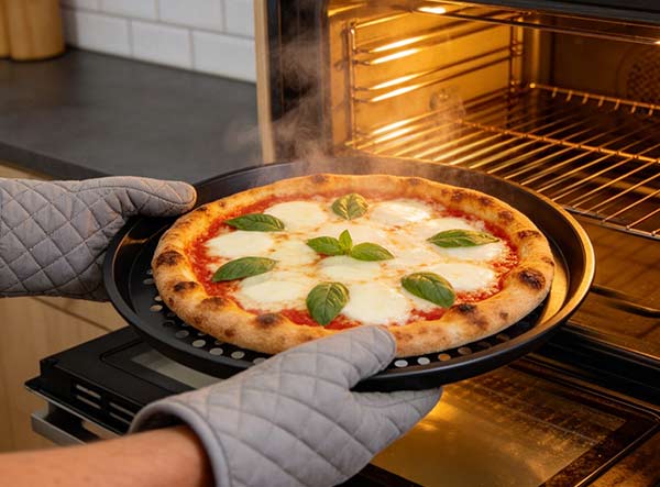 Custom Nonstick Perforated Carbon Steel Pizza Tray for Oven