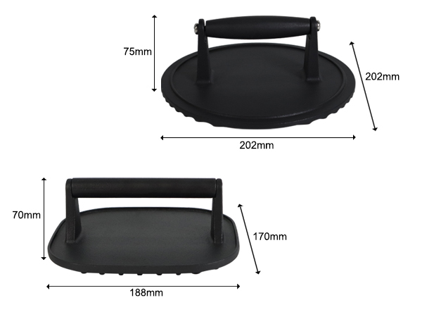 Premium Pre-Seasoned Cast Iron Grill Burger Press | Wholesale