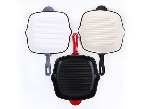 Steak Grill Plate BBQ Square Enamel Cast Iron Grill Fry Pan