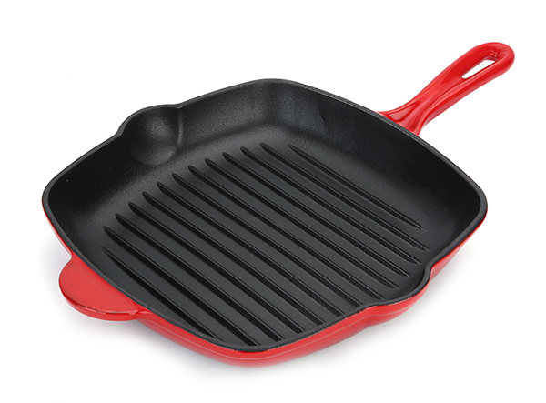 Steak Grill Plate BBQ Square Enamel Cast Iron Grill Fry Pan