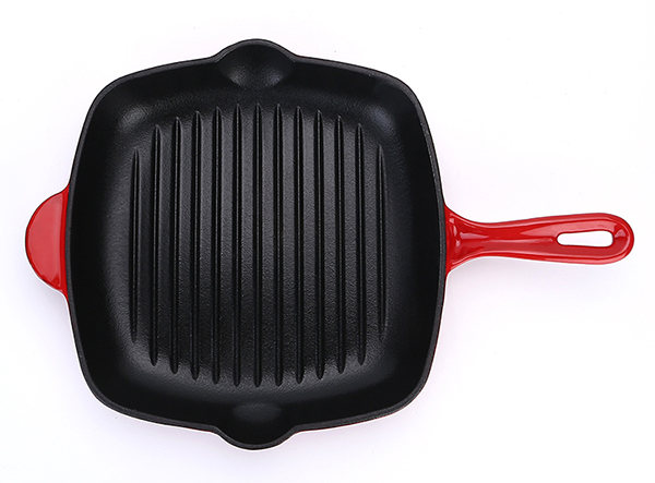 Steak Grill Plate BBQ Square Enamel Cast Iron Grill Fry Pan