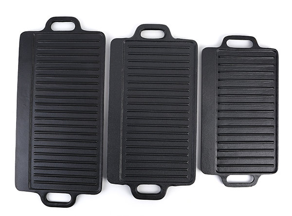 Pre-seasoned Coating Rectangular Reversible Griddle BBQ Cast Iron Griddle Pan