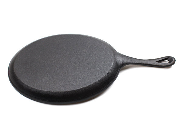 Cast Iron Steak Fajita Pan Sizzling Plate with Wooden Base