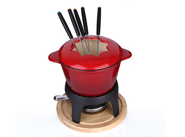 Cheap Mini Cast Iron Chocolate Cheese Fondue Pot Set