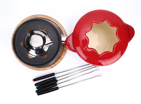 Cheap Mini Cast Iron Chocolate Cheese Fondue Pot Set