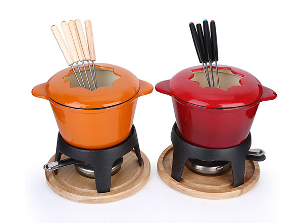 Cheap Mini Cast Iron Chocolate Cheese Fondue Pot Set