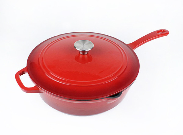 Kitchen Cast Iron Stew Pot Chicken Fryer Sauce Pan Deep Saucepan