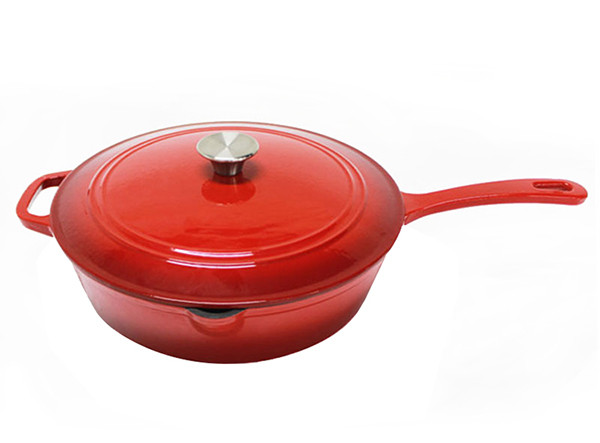 Kitchen Cast Iron Stew Pot Chicken Fryer Sauce Pan Deep Saucepan