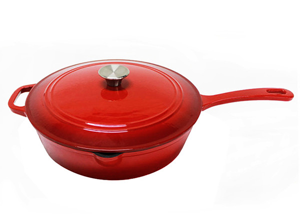 Kitchen Cast Iron Stew Pot Chicken Fryer Sauce Pan Deep Saucepan