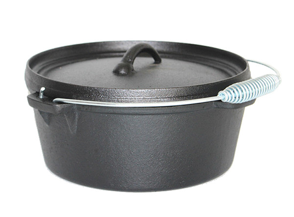 Camping Cast Iron Flat bottom Dutch Oven