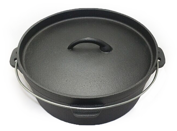 Camping Cast Iron Flat bottom Dutch Oven