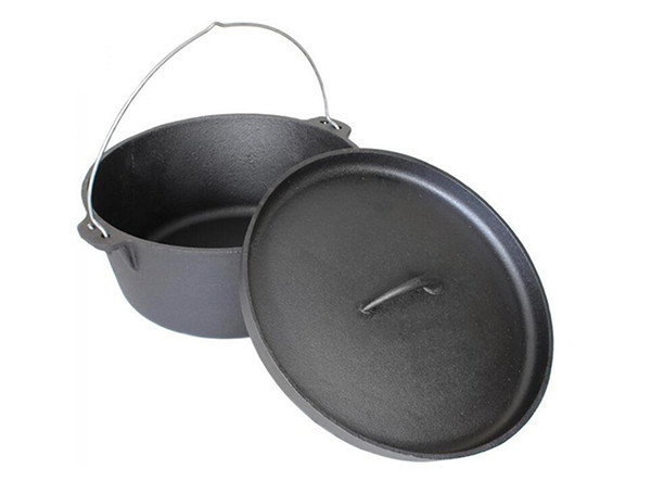 Camping Cast Iron Flat bottom Dutch Oven