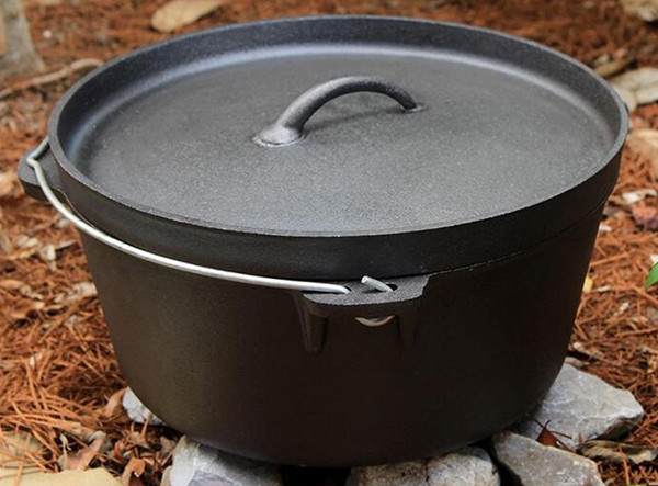 Camping Cast Iron Flat bottom Dutch Oven