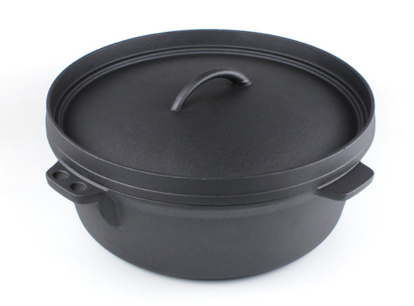 Camping Cast Iron Flat bottom Dutch Oven