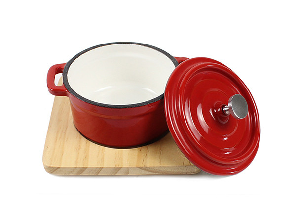 Hot Sale Mini Size Small Cast Iron Casserole Dish Pots With Wooden Base