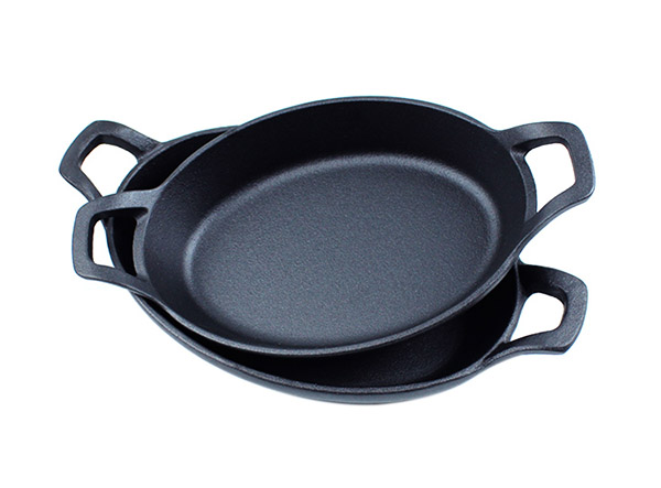 Mini Small Oval Cast Iron Skillet fry Pan with two handle