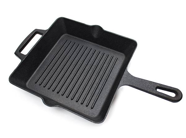 Pre-seasoned square cast iron grill pan