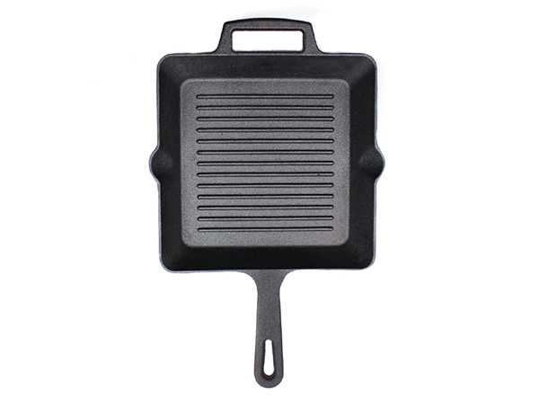 Pre-seasoned square cast iron grill pan