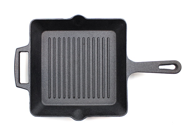 Pre-seasoned square cast iron grill pan