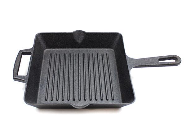 Pre-seasoned square cast iron grill pan