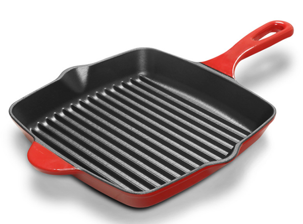 Enameled cast iron steak pan with customized color