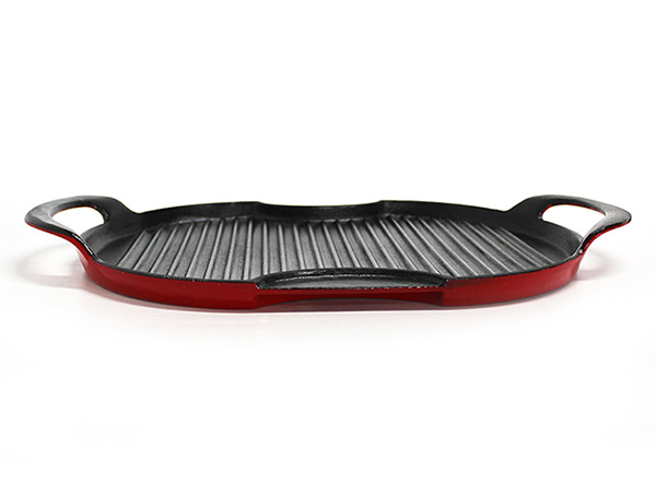 enamel cast iron grill pan with two handle