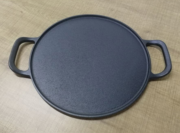 round cast iron flat baking pie pan pizza pan with round two loop Handle