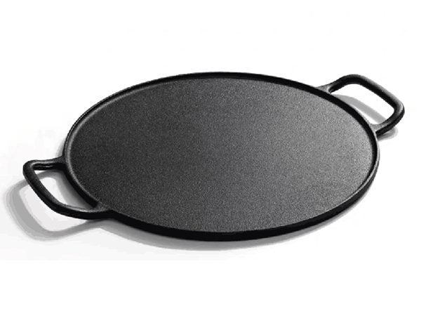 round cast iron flat baking pie pan pizza pan with round two loop Handle