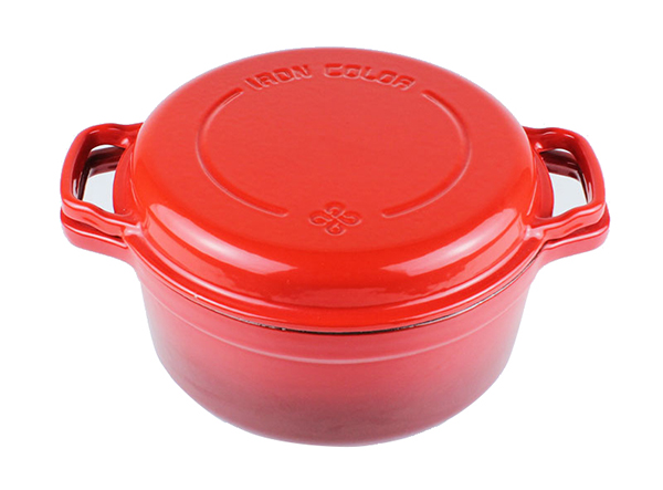 enamel cast iron double dutch oven with grill pan