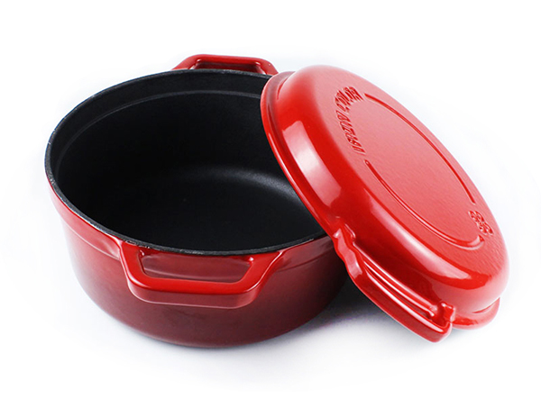 enamel cast iron double dutch oven with grill pan