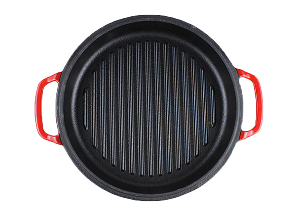 enamel cast iron double dutch oven with grill pan