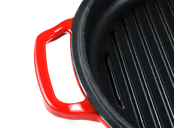 enamel cast iron double dutch oven with grill pan