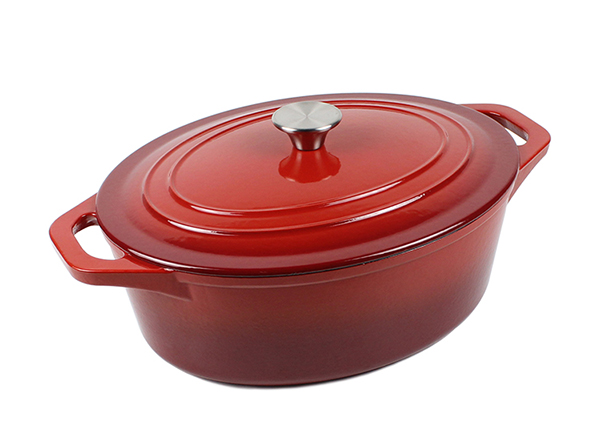 Oval enamel cast iron casserole dutch oven