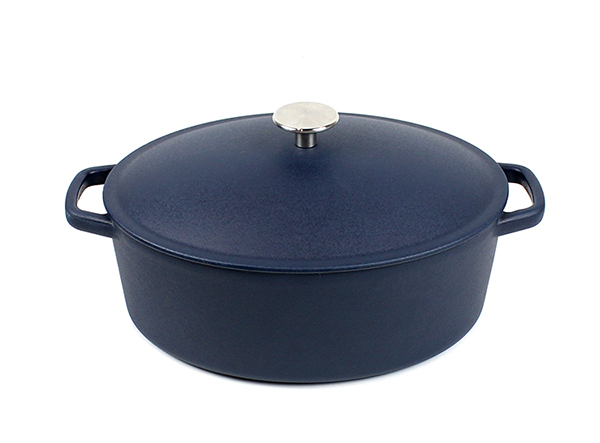 Cast Iron big matte beauty blue Enamel Oval Cooking Casserole