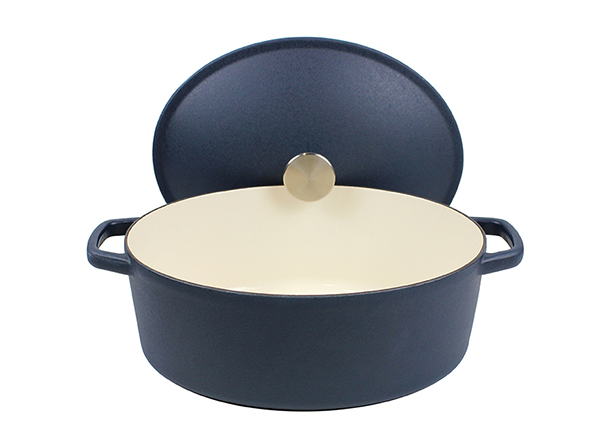 Cast Iron big matte beauty blue Enamel Oval Cooking Casserole